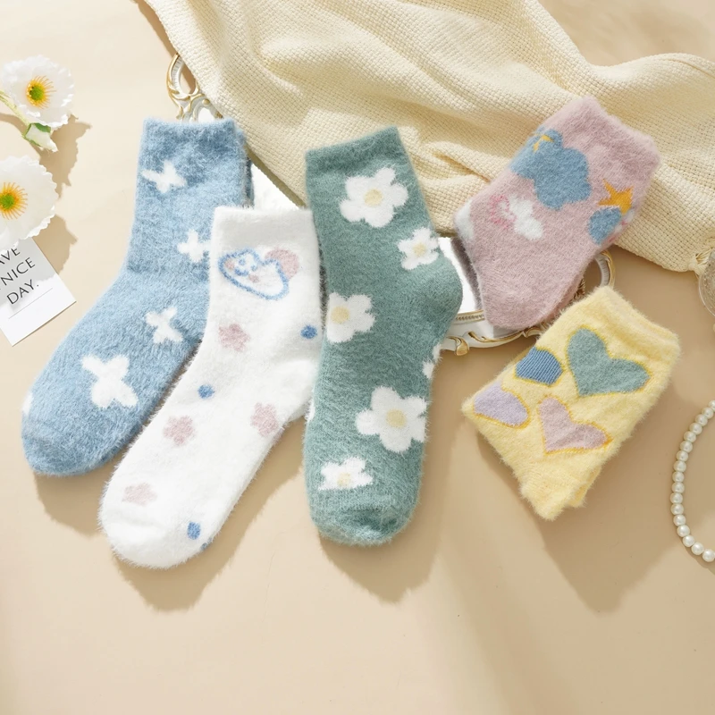 

Winter Funny Cute Plush Women Socks Female House Sleeping Floor Sox Fall and Winter Warm Snow Thickened Socks Stockings