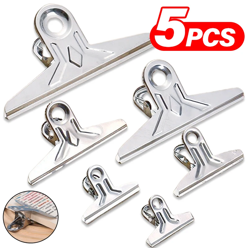 

Binder 4/5.5/7/11.5/15/18cm Metal Clips Metal Clamp Stainless Steel Clip for Snack Bag Photo Document Office Stationery Supplies