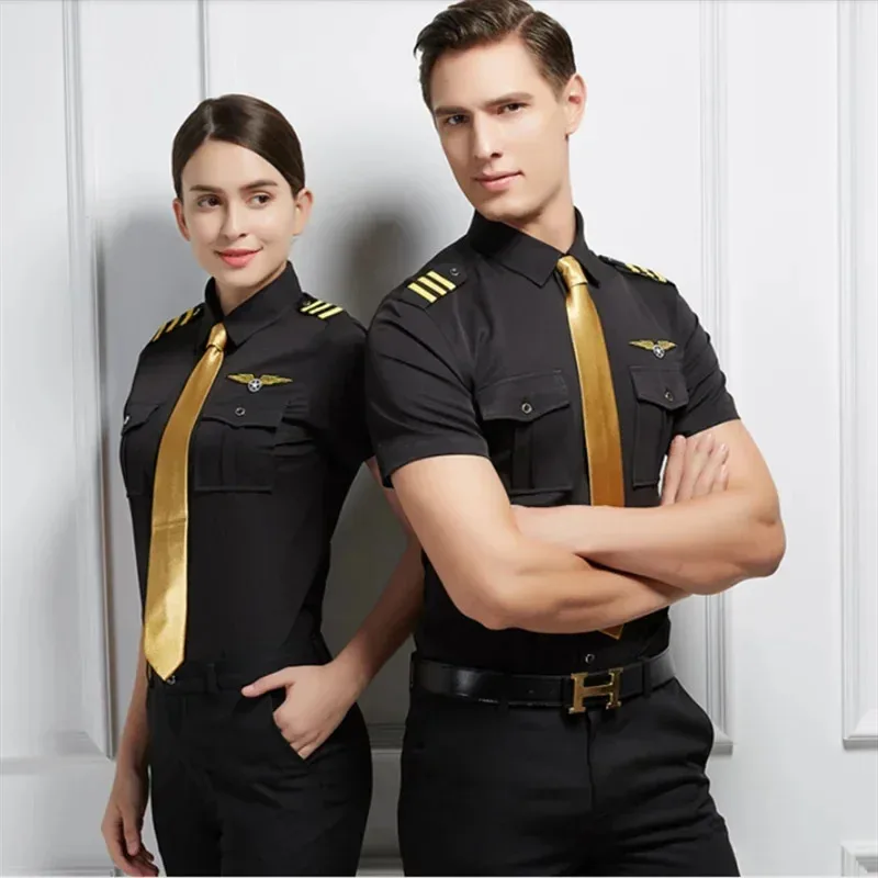 ♥ 2025 New Plane Captain Uniform Air Pilot Force Flight Suit KTV Halloween Cosply Dress Up ★☆ly99