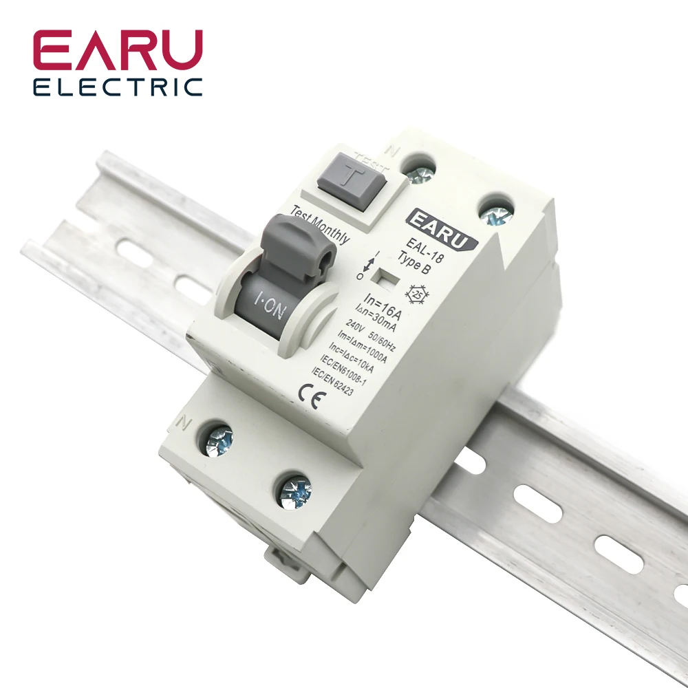 2P 10/30/100/300mA Electric Vehicle EV Charging Pile Residual Current Breaker DC RCCB RCD Type B 6KA Din Rail Earth Leakage