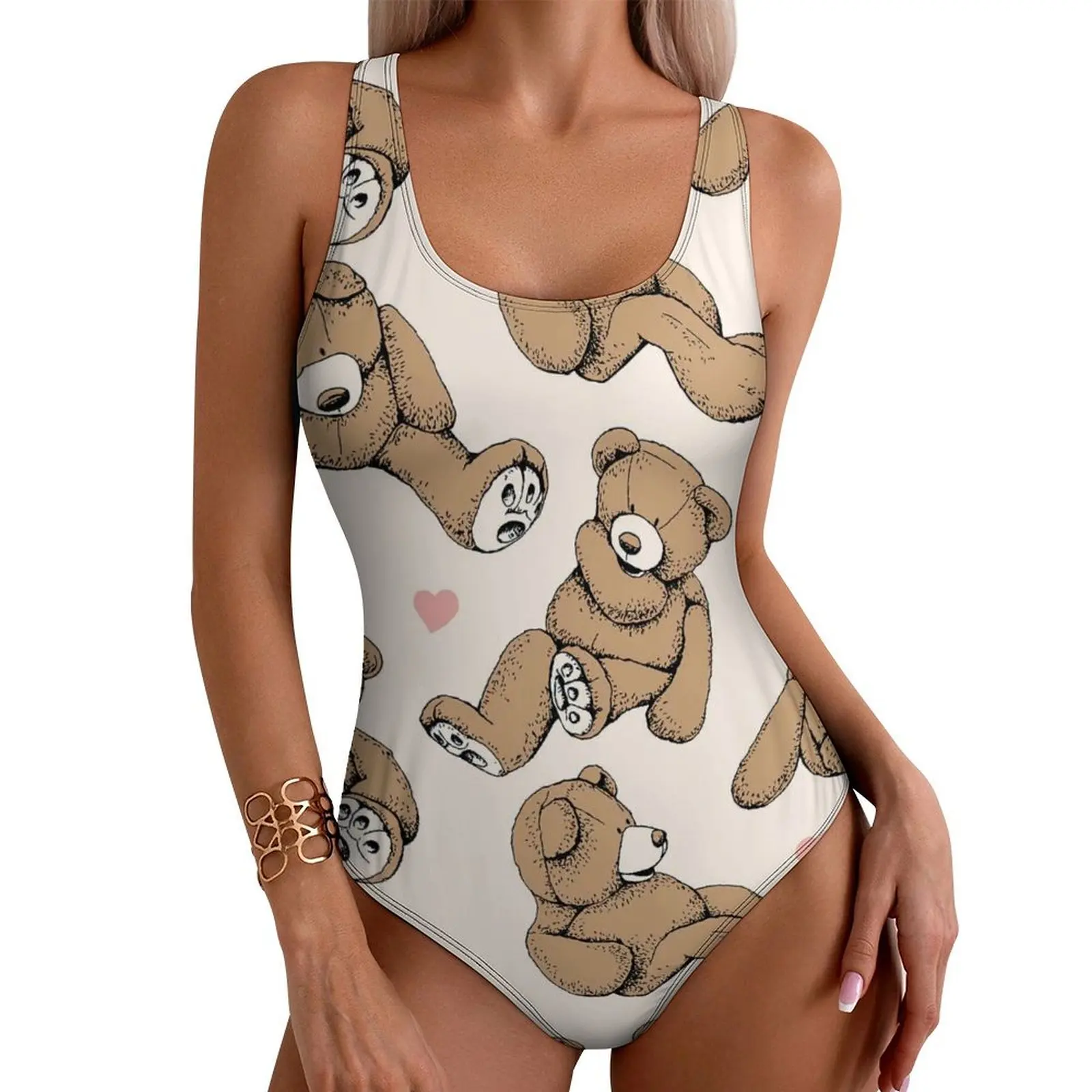 

Bear Swimsuit Cute Toy Bears Push Up Swimwear One-Piece Fitness Bathing Suit Bodysuit Sexy Custom Beachwear Plus Size