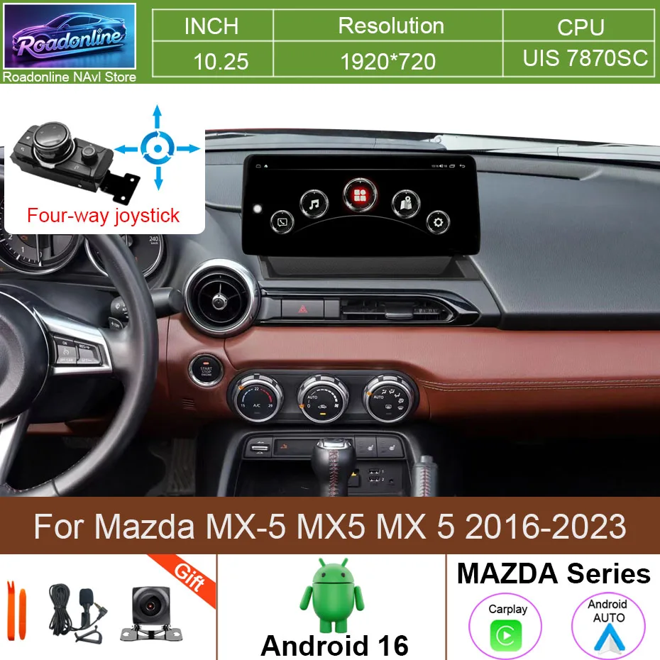 Android 16 Car Radio For Mazda MX-5 MX5 MX 5 2016-2023 with Adapter Multimedia Video Player Stereo Navigation GPS Navigator