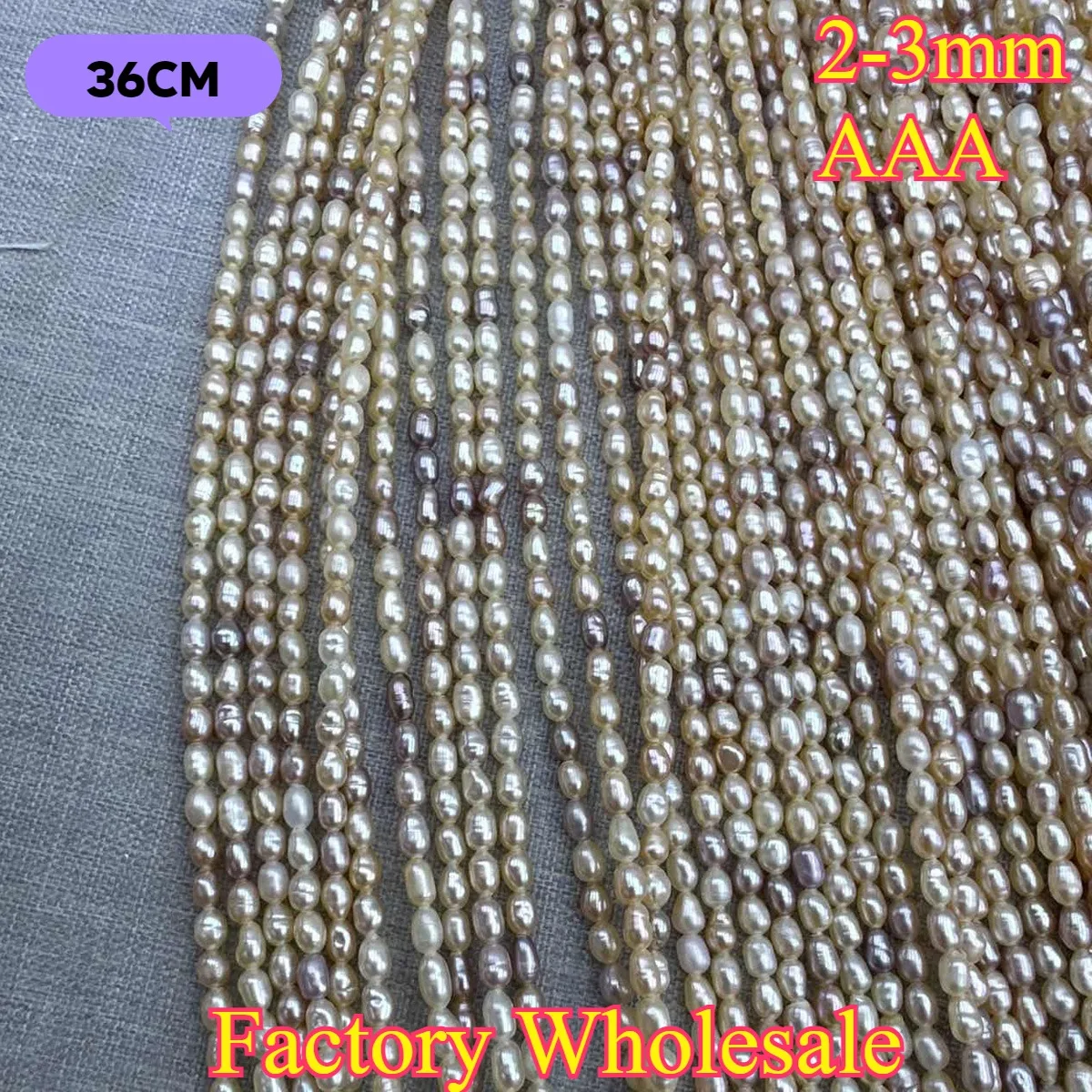 

2-3mm AAA Luminous Natural Freshwater Pearl Mixed Color Rice Semi-finished Loose Bead for Jewelry Making DIY Necklace Bracelet
