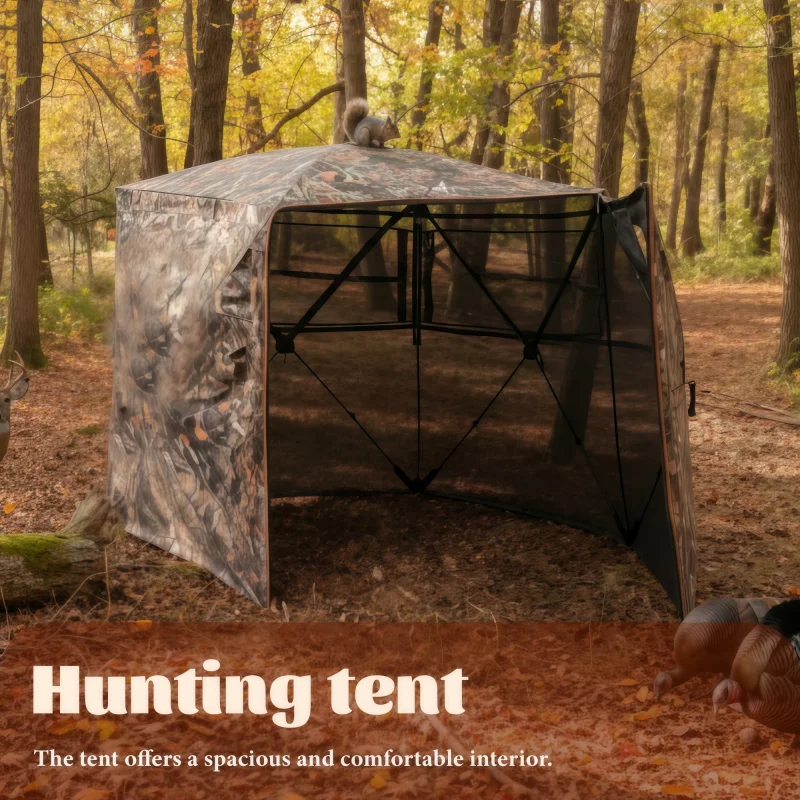 Camouflage Pop-Up Hunting Blind Easy Setup Ground Shelter Outdoor Camo Blind with Storage for Deer Turkey Duck Archery Season