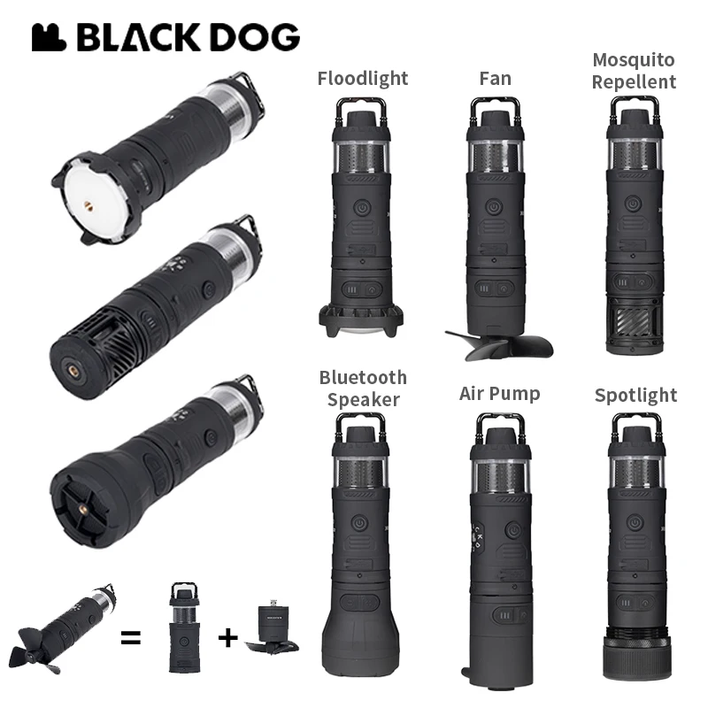 Naturehike BLACKDOG 6 In 1 Camping Light Multifunctional Module Lamp Anti-mosquito Fan Air Pump Magnetic Flashlight 5000mAh IPX4