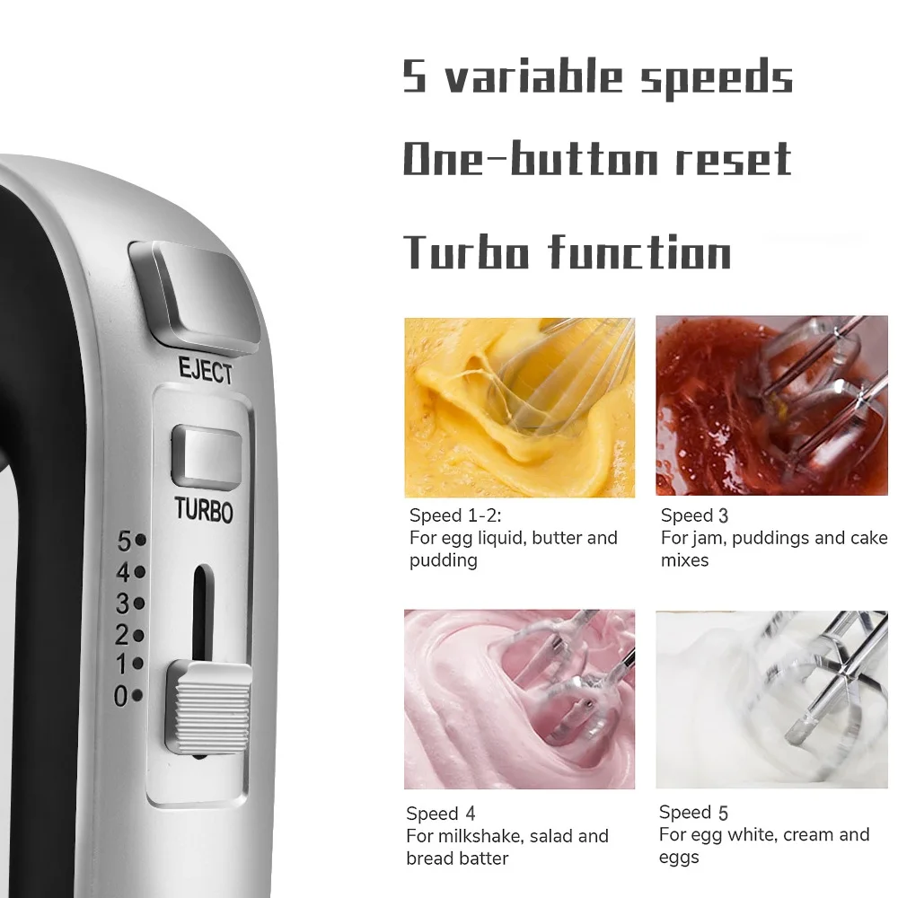 800W High Power Electric Handheld Blender Mixer Whisk Baking cream blender Small whisk 5 Gears Adjustable