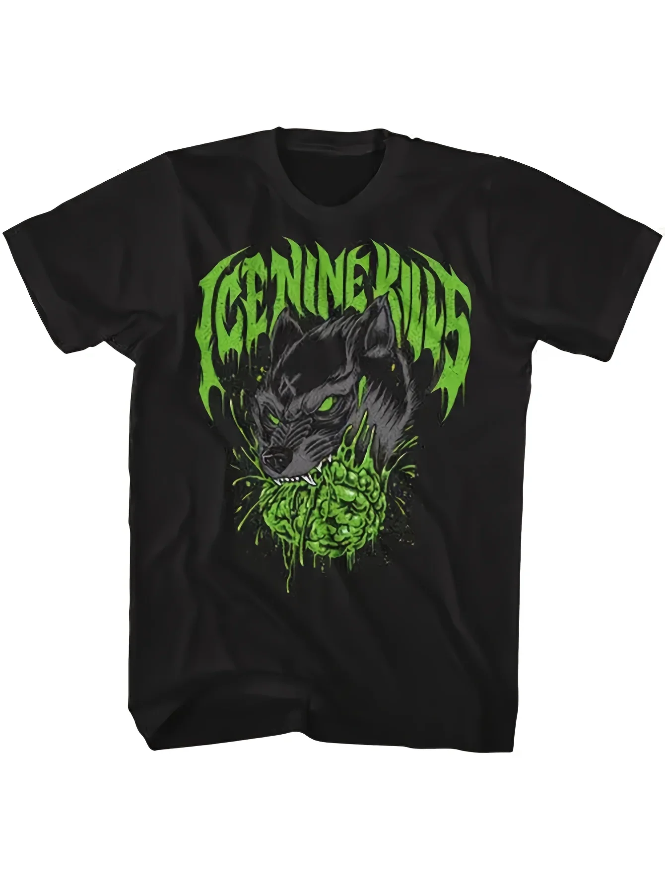 Camiseta negra Ice Nine Kills Brain Wolf para adultos, ropa de manga corta 100% de algodón de alta calidad para niñas, ropa Vintage Totoro para hombre