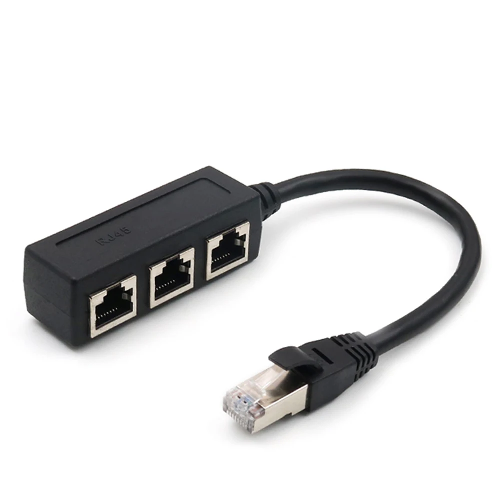 RJ45 Splitter LAN Ethernet Network RJ45 Connector Splitter Adapter Cable for Networking Extension 1 Male to 3 Female Adapter