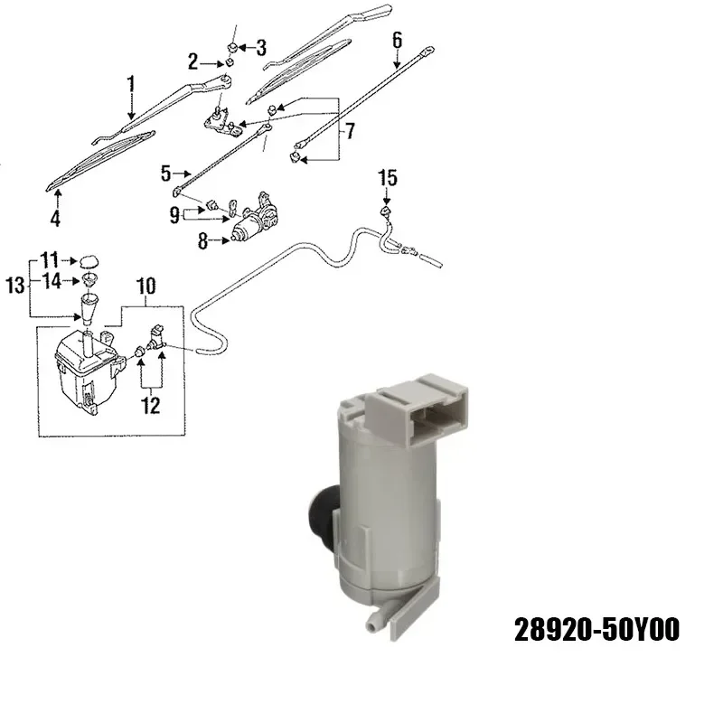 Windshield Washer Pump for Nissan 100NX 200SX Sentra Sunny Maxima Quest X‑Trail T30 350Z Infiniti G37 Windscreen Washer Motor