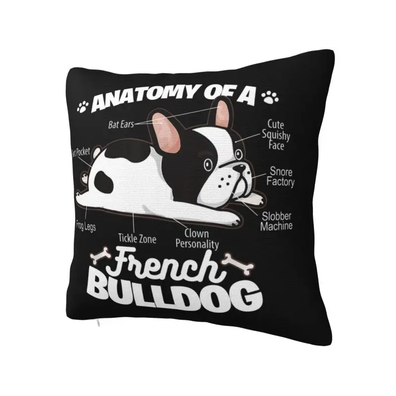 Anatomy Of A French Bulldog Cushion Cover 40x40 cm Polyester Soft Throw Pillow Case For Sofa Chair Home Decoration Pillowcase