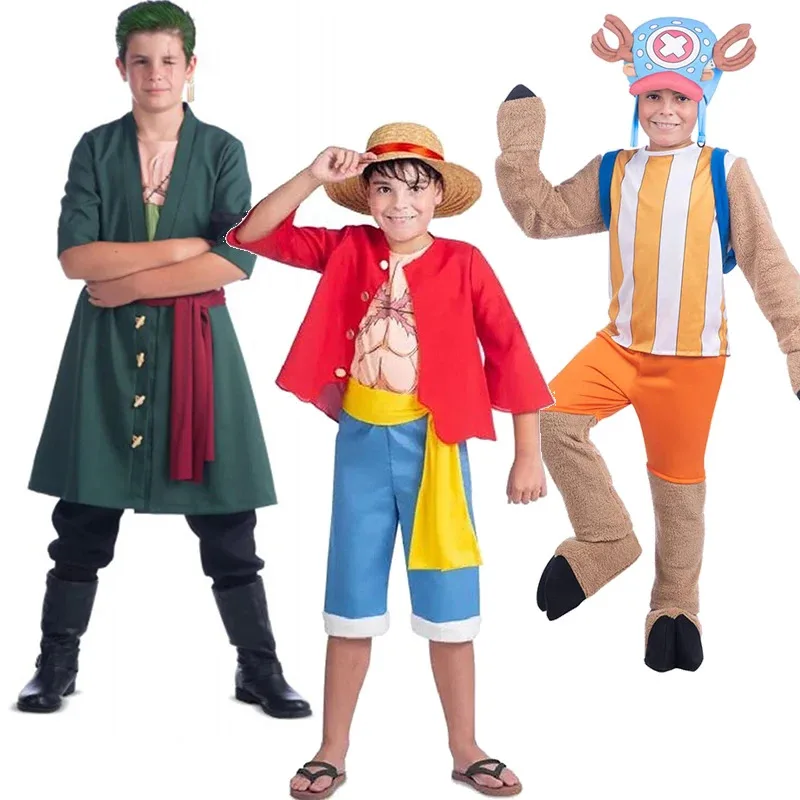 L2025l Halloween Anime lindo niños Tony Chopper vestido de Halloween niño Roronoa Zoro verde Cosplay niño disfraz de Luffy
