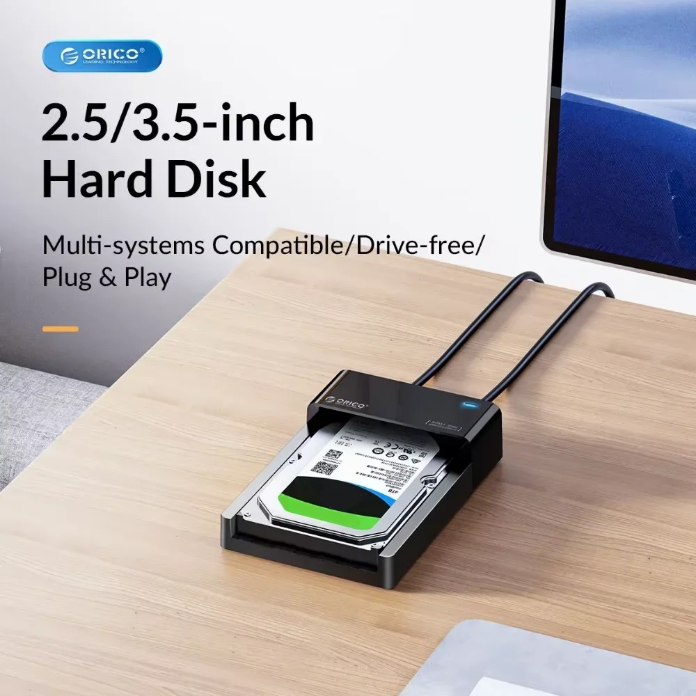ORICO Lay-Flat HDD Docking Station SATA to USB 3.0 External Hard Drive Docking Station for 2.5/3.5inch HDD SSD Support UAS