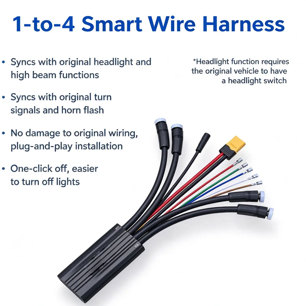 1-to-4 Wiring Harness with 4.5Gen Wired Switch Bracket CANBUS Smart Wire Kit For BMW Motorcycle CANBUS