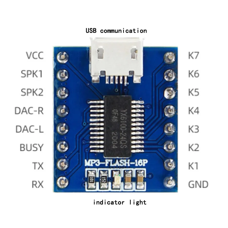 8M/16M/32M/64M/128M bit Flash Sound Module Serial Port MP3 Voice Module SPI Drive Module  USB Directly to Sound