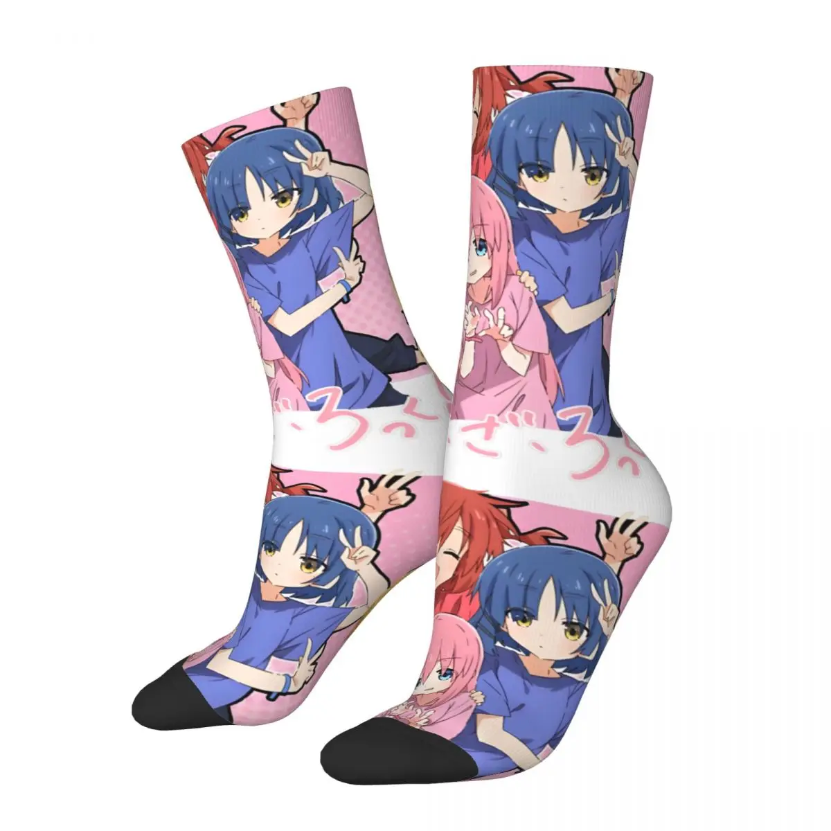 Vintage Anime Men's compression Socks Unisex Bocchi Harajuku Seamless Printed Novelty Crew Sock