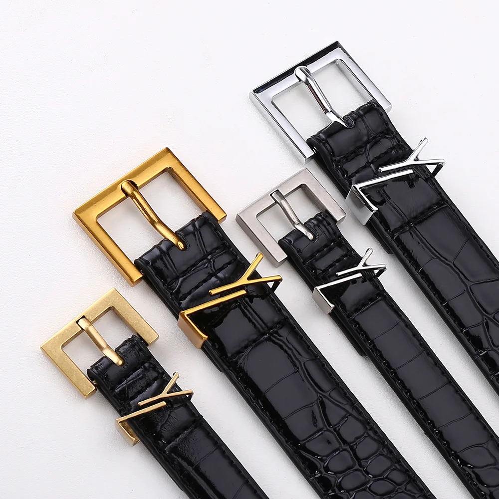 Minimalist and Fashionable Women's Belt Genuine Leather with Gold Needle Buckle Versatile Jeans Fashion Decoration Designer Belt