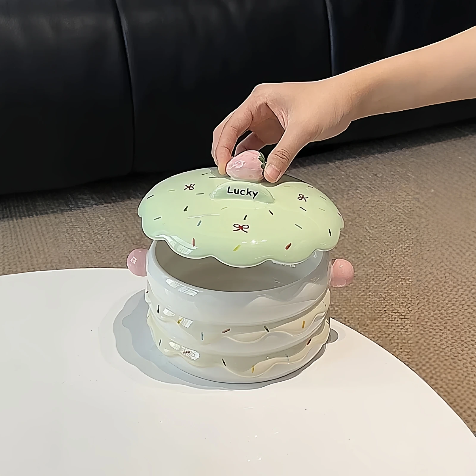Tazón de Cerámica para Macarrones con Tapa y Asas Dobles, Tazón Creativo de Alto Valor Estético para Sopa y Fideos Instantáne...