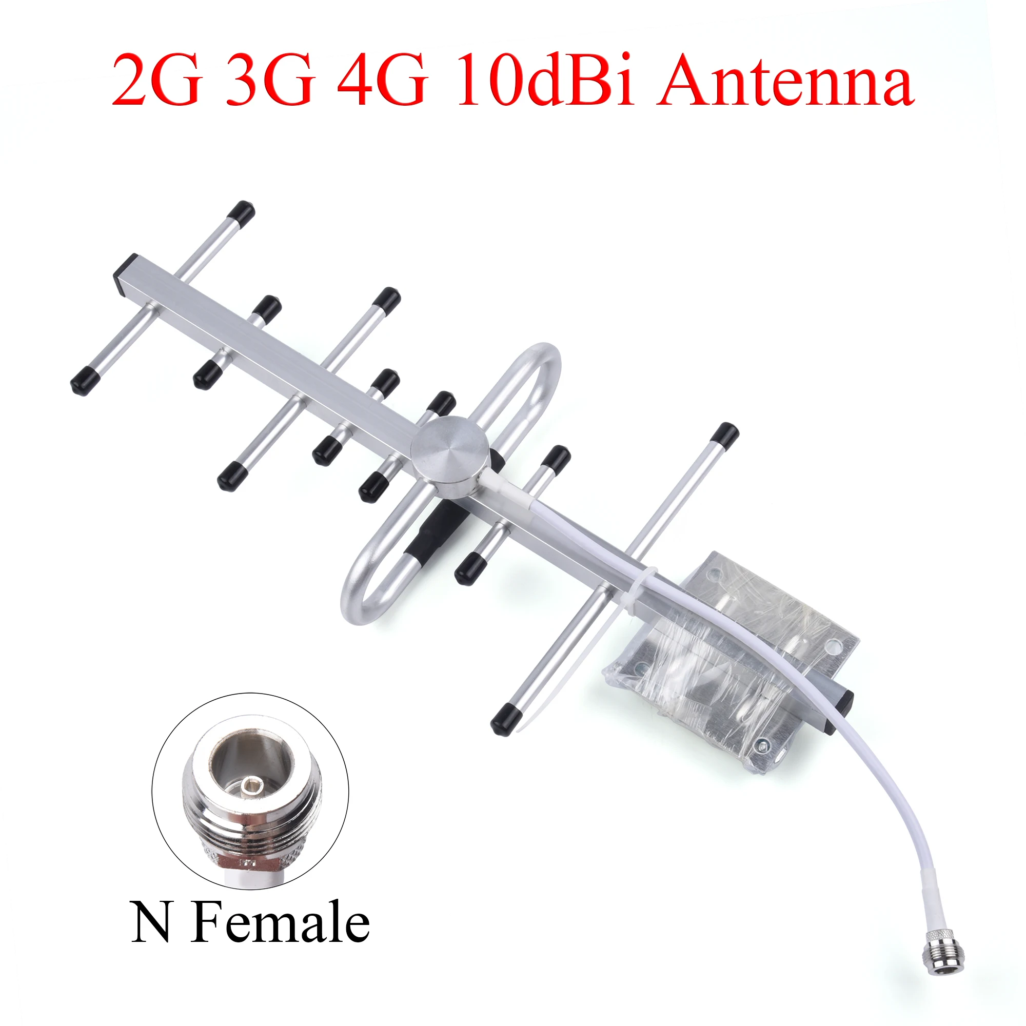 Zewnętrzna antena Yagi 2G/3G/4G LTE 10dBi 698-2700MHz z złączem N żeńskim i kablem koncentrycznym RG58 do urządzeń bezprzewodowych