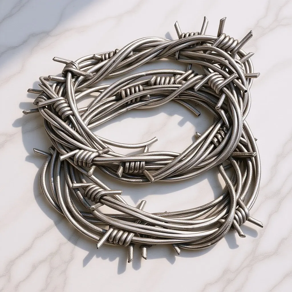 

2Pcs Realistic Fake Barbed Wire Chain Halloween Decoration Prop for Haunted House Party Scary Festive Atmosphere DIY Garland