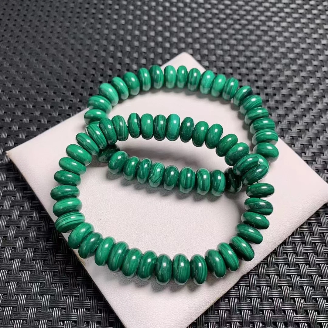 Natural Green Malachite Chrysocolla Green Bracelet 10mm Abacus Round Beads Woman Men Azurite Bracelet Genuin