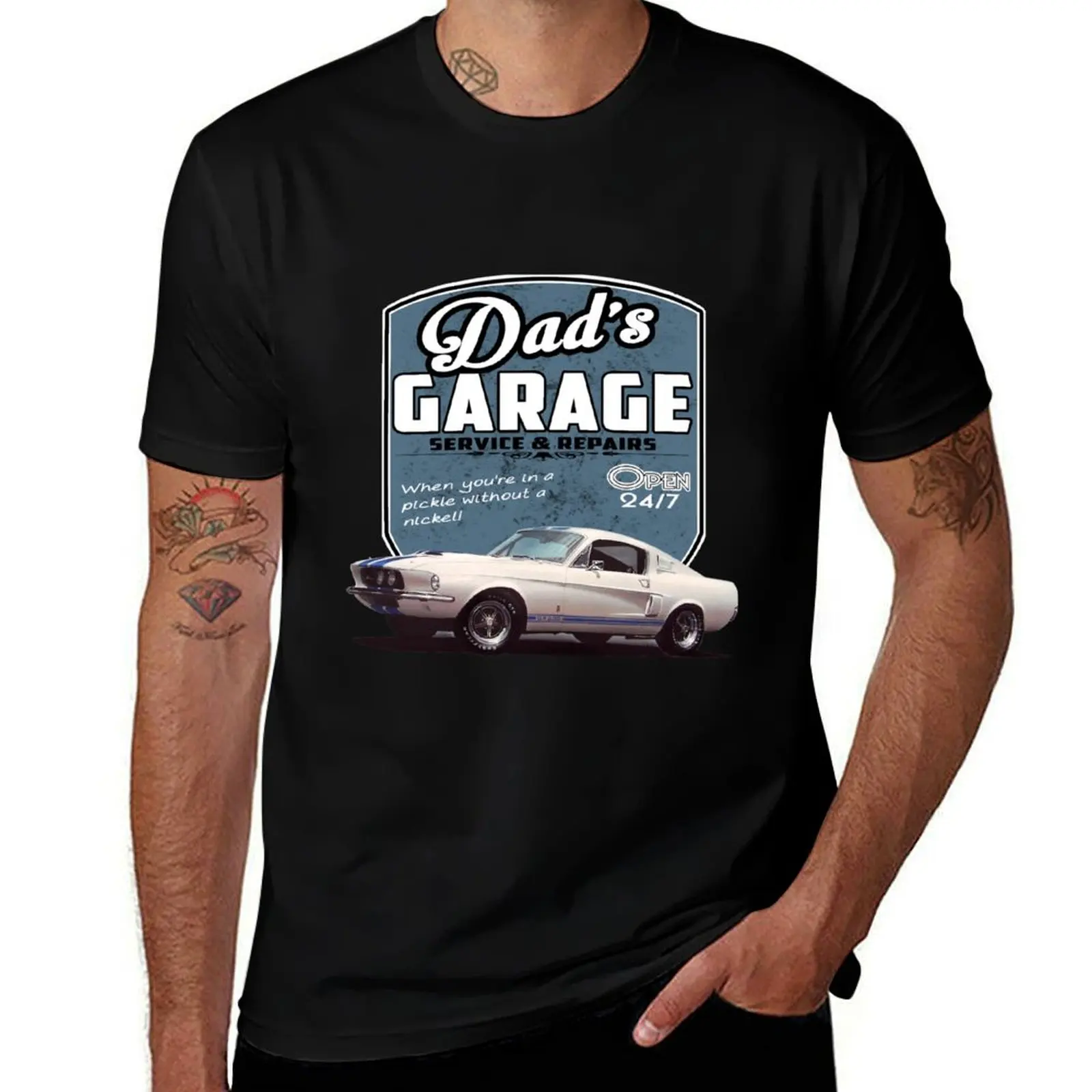 

Dad's Mustang Garage T-Shirt cotton graphic tees anime t shirts mens vintage t shirts