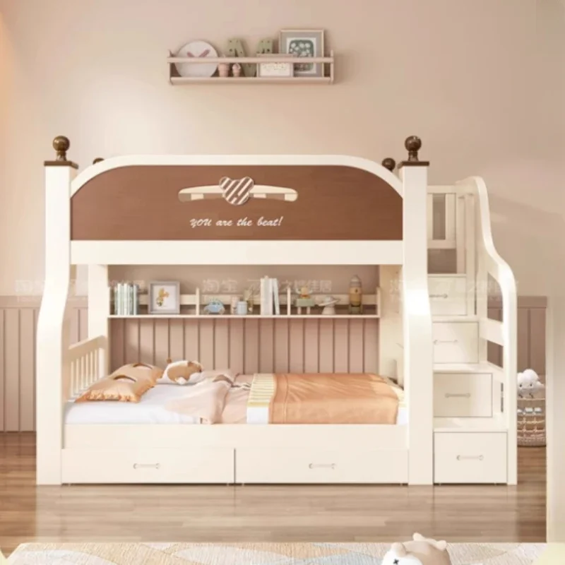 Headboard Frame Bunk Bed Drawers Nordic Unique Single Luxury Up Down Bed Kids Children Cama Infantil Bedroom Furniture