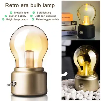 Żarówka LED klasyczna dmuchanie biurko dekoracja lampy Retro USB nocna lampa na akumulator stolik nocny LED lampa do sypialni szafka