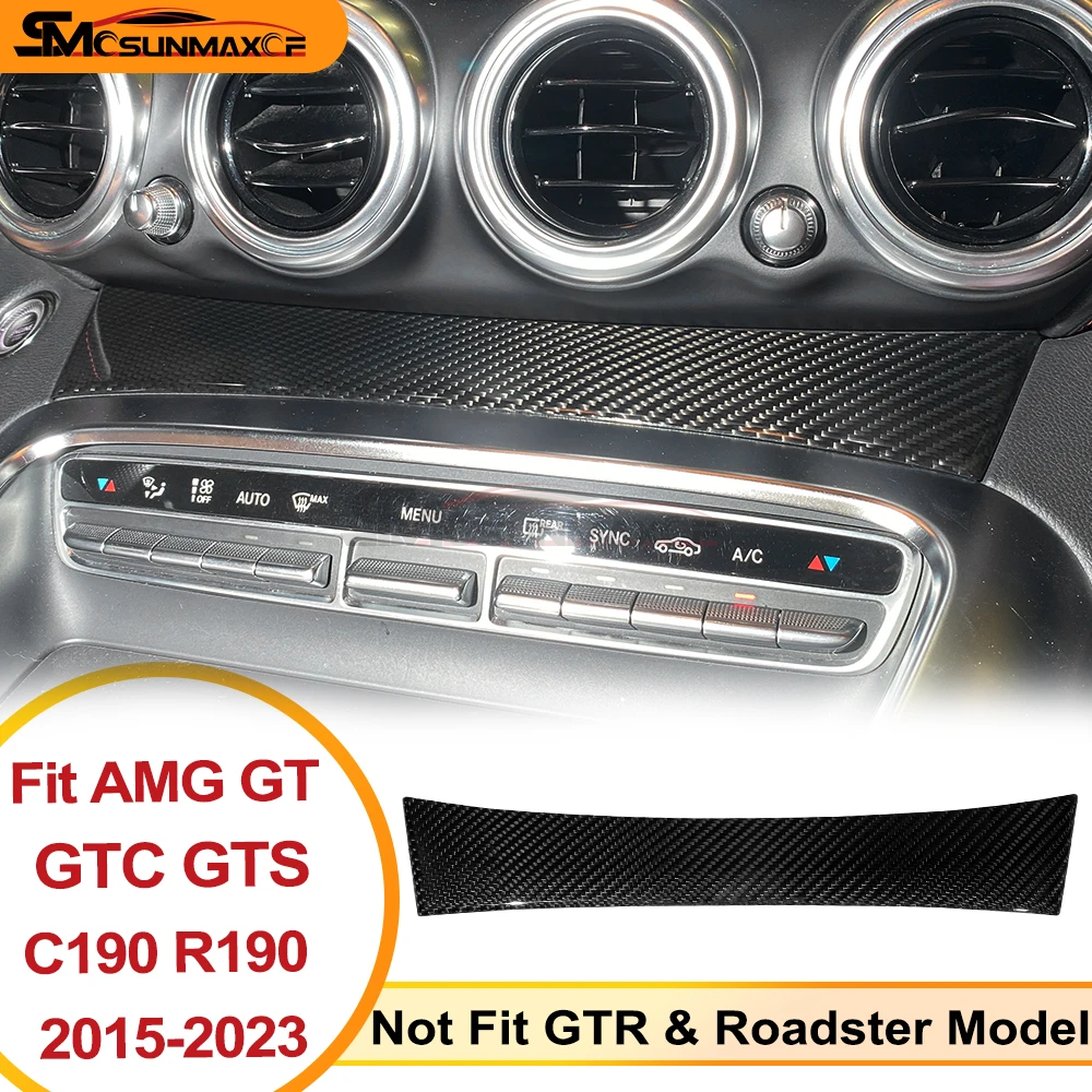 For Benz AMG GT C190 R190 GTC GTS GTR 2Doors 2015-2023 Real Dry Carbon Fiber Center Frame Upper Cover Sticker Car Accessories