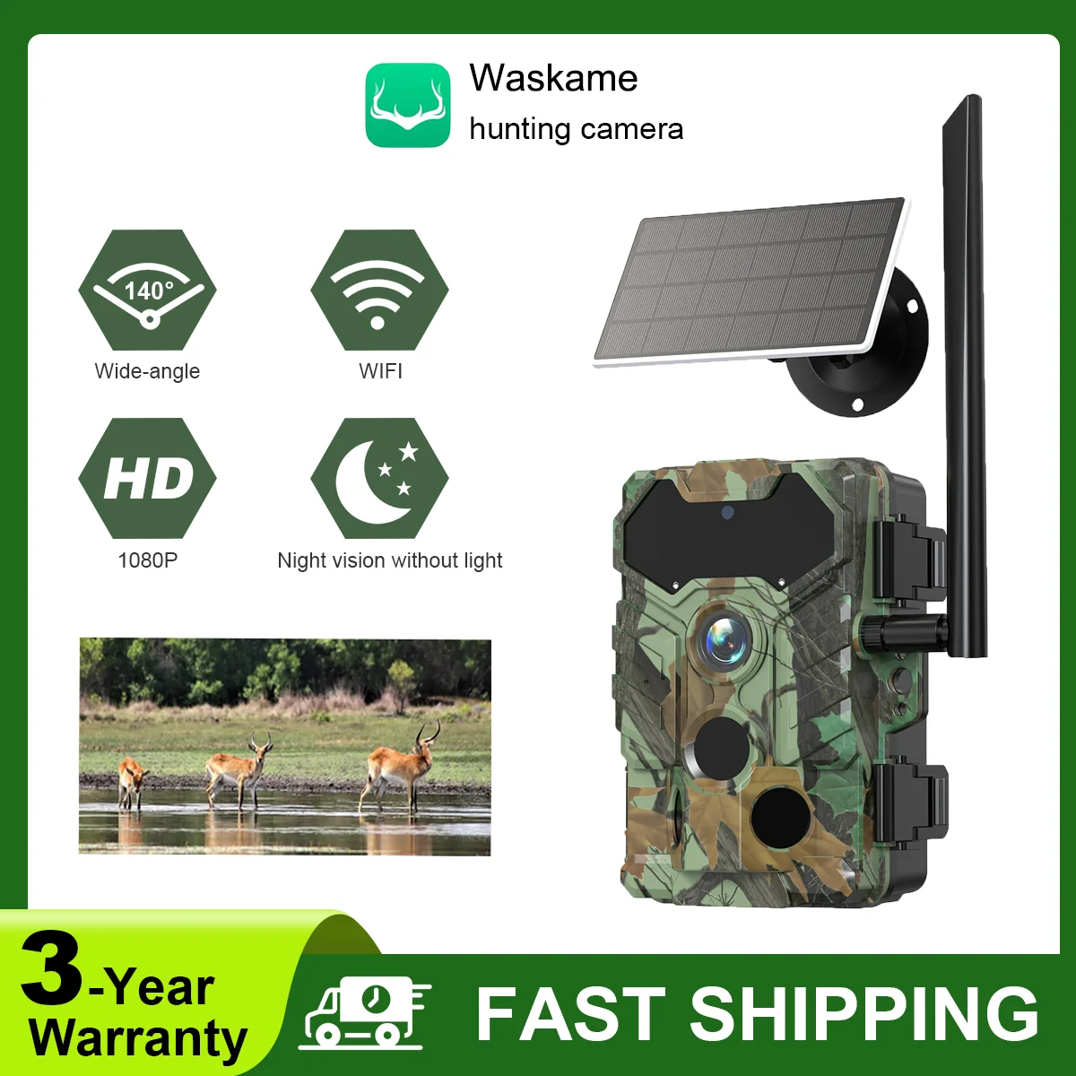 32MP/1080P Solar Hunting Camera Night Vision Motion Activated wild camera outdoor Multiple versions of network connections
