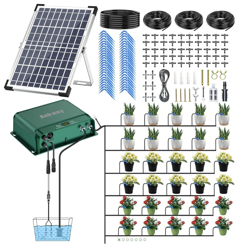 

Drip Irrigation Kit Solar Drip System Automatic Watering System for Potted Plants Garden Irrigation Sprinkler & Drippers Home