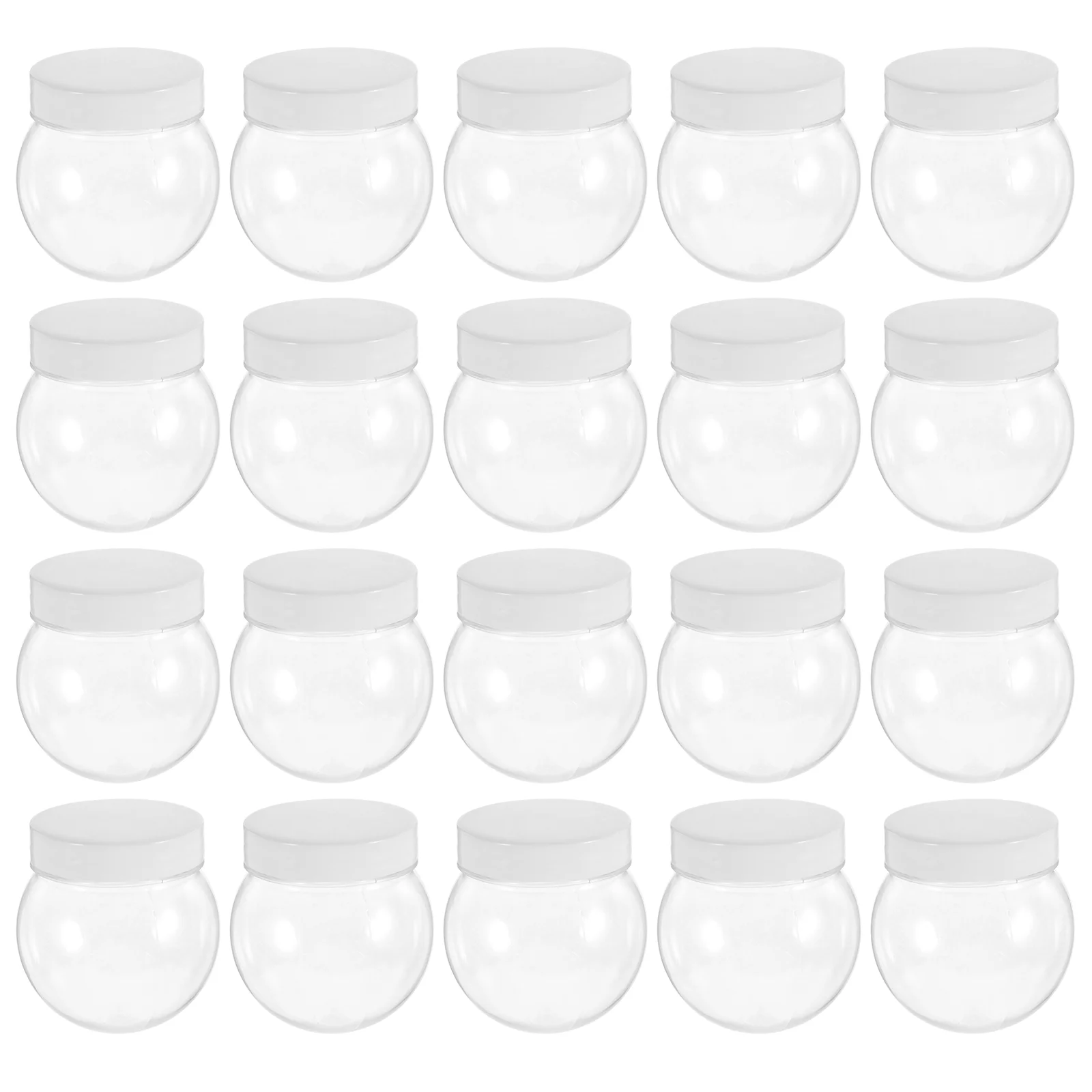 20 Pcs Empty Snow Globes for Crafts Transparent Jar Plastic Sweet Jars Lovers Food Containers with Lids Xmas Cookie