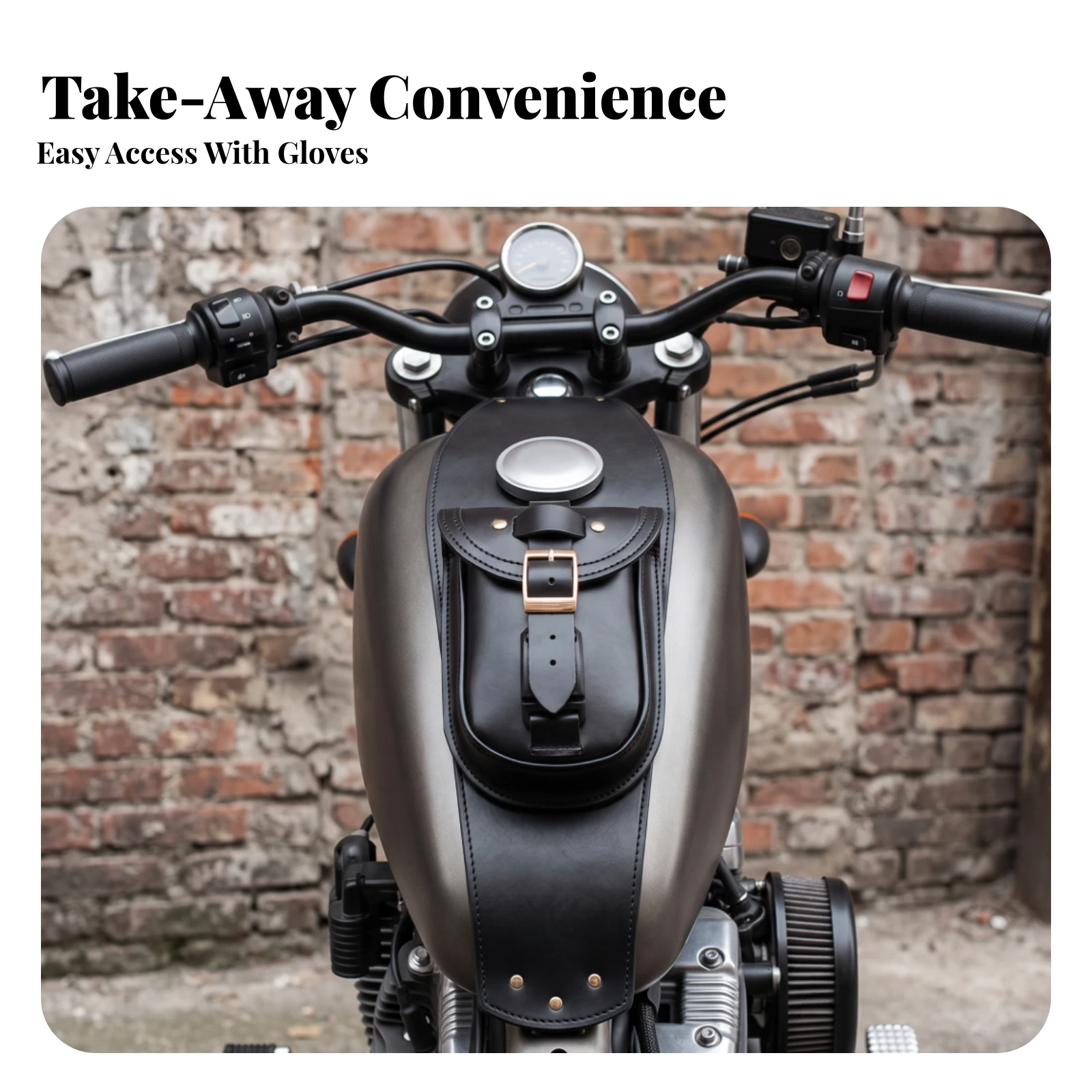 Motorcycle Tank Bag Kit Compact Tank Pouch with Mounting Panel Luggage Rainproof Tear Resistant for Cruiser Owners