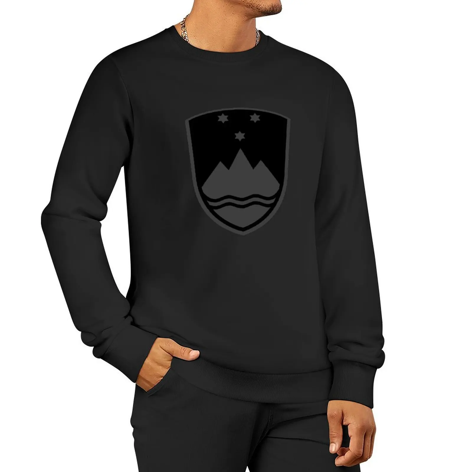 Slovenia Coat of Arms Blackout/Stealth Edition Pullover Hoodie anime clothes men's clothes mens designer clothes sweatshirt men