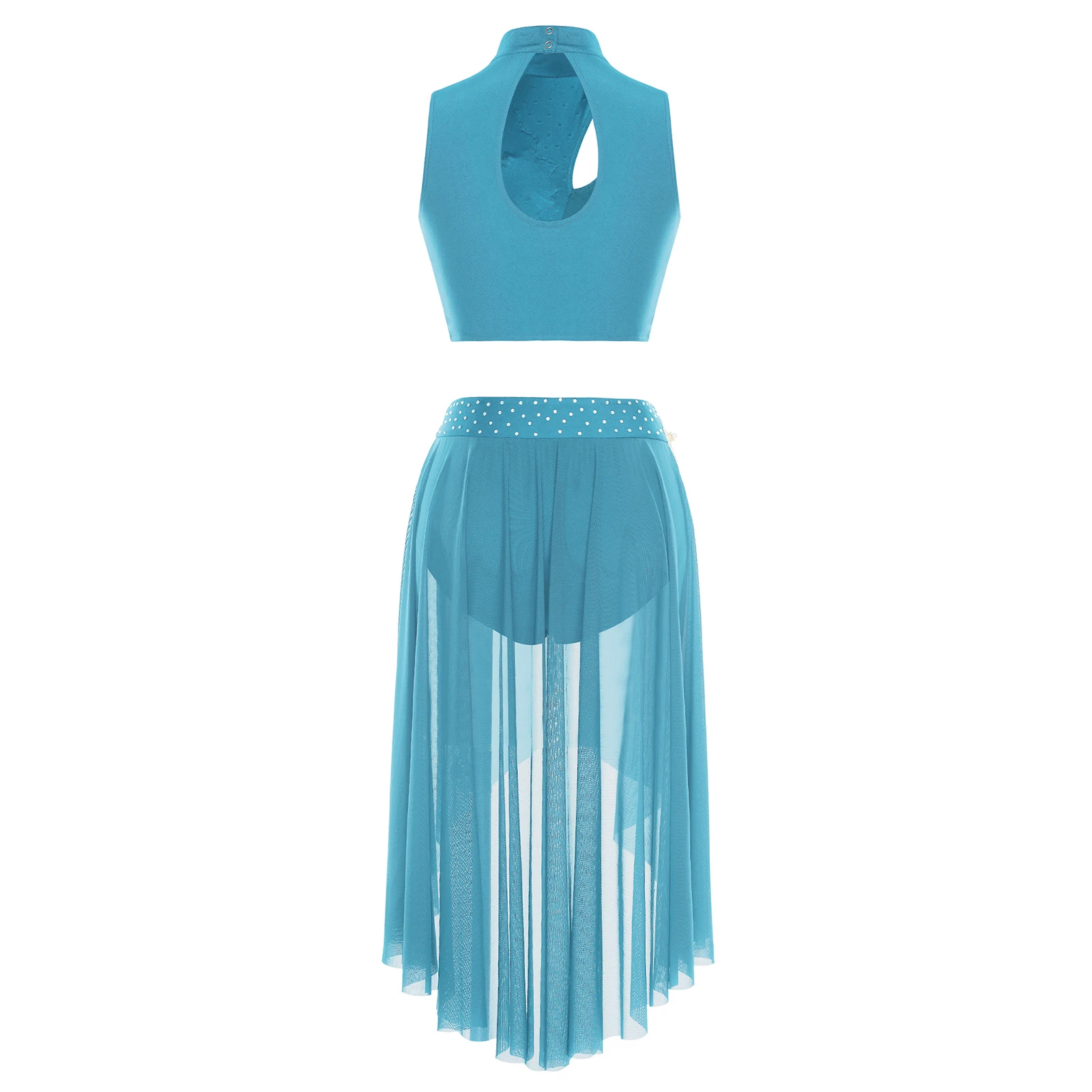 أزياء الجمباز النسائية الفنية للتزلج على الجليد أداء الباليه ملابس الرقص الغنائية الجوف خارج تنورة قصيرة مع ملخصات #2