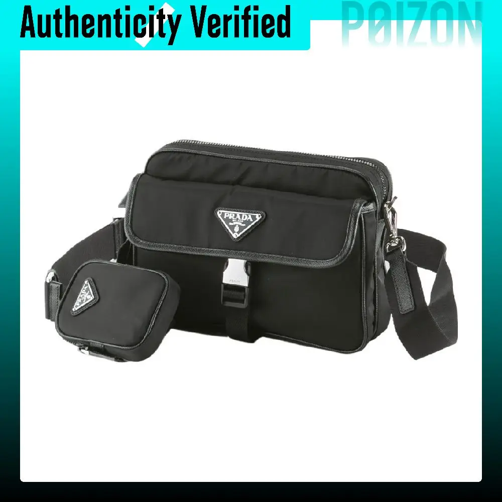 PRADA Saffiano Leather With Nylon Crossbody Bags Regular Men's Black 2VH133-2DMH-F0002-V-OOO