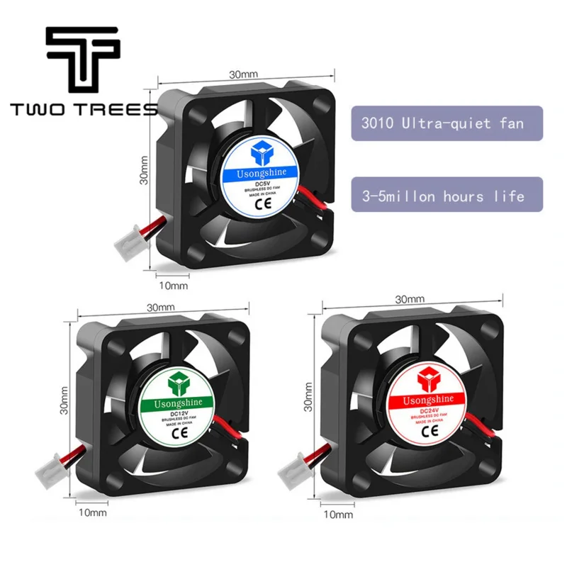 3D Printer Cooling 3010 4010 5010 4020 DC 5/12/24V Brushless  Cooler For Heatsink Cooler Cooling Radiator 2 Pin  Fans