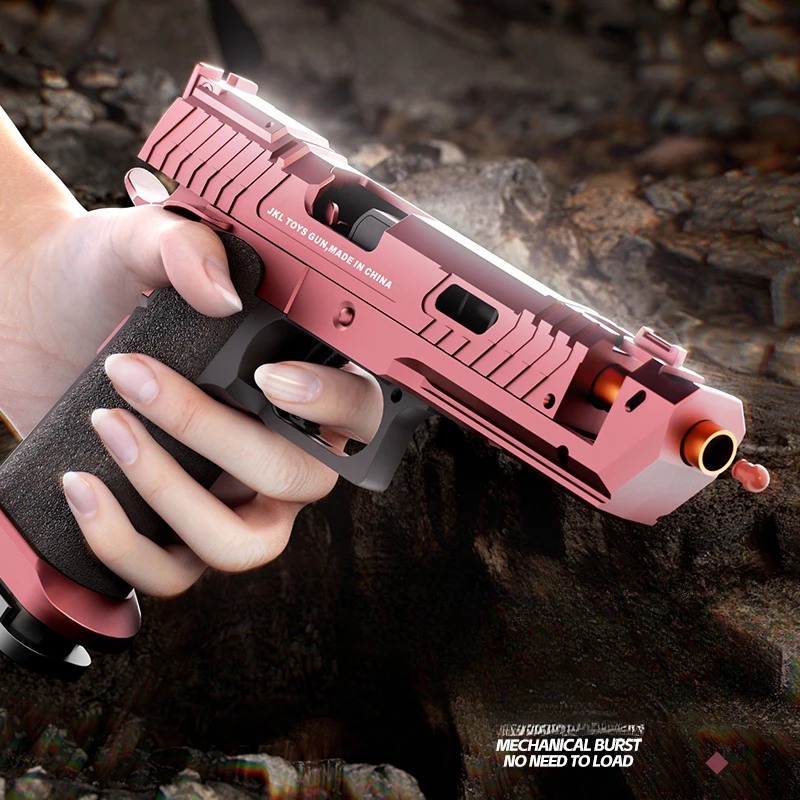 TTI Shell โยนปืนของเล่นยิงอย่างต่อเนื่อง Blowback Soft Bullet ปืนพกแขวนเกมกลางแจ้ง Airsoft สําหรับของขวัญเด็ก