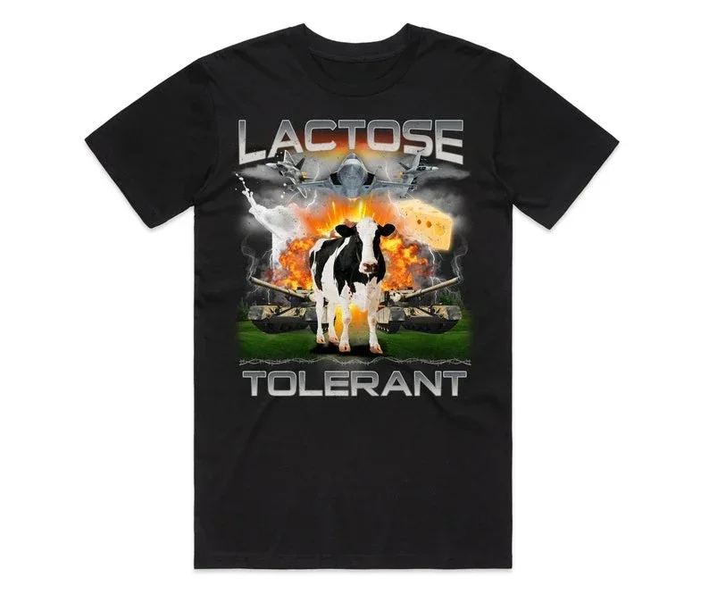 High Quality Cotton Lactose Breathable Tee Tolerant T-shirt Tee Top Funny Meme Milk Cheese Diet Gym Workout Gift Unisex T Shirt