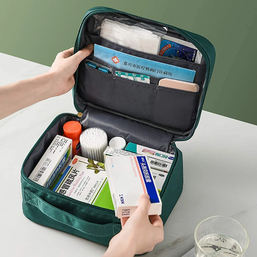 First Aid Kit Bag Organizer Empty Travel Medication Pouch Storage Bag Medical Survival Kit Carrier Handy Medicine Pills Drugs