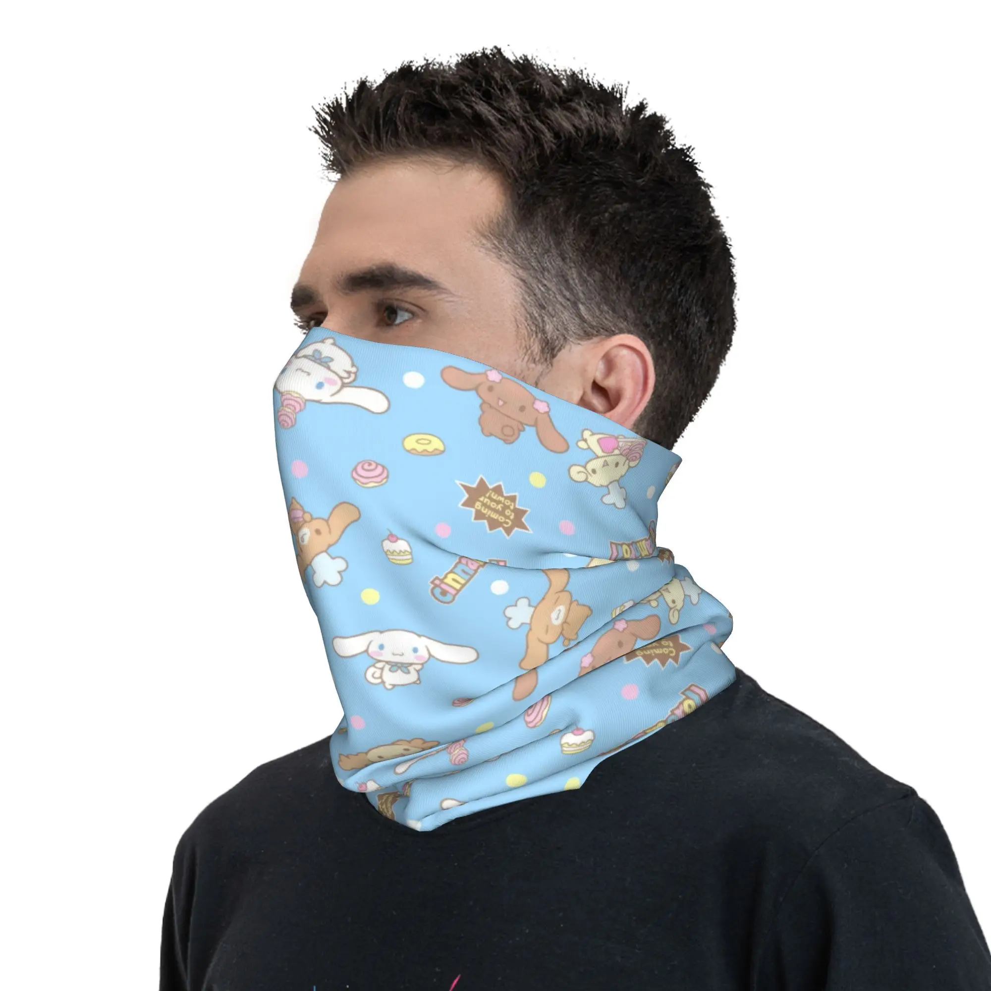 Personalizado quente dos desenhos animados bonito cinnamoroll bandana pescoço mais quente das mulheres dos homens inverno esqui caminhadas cachecol gaiter rosto capa