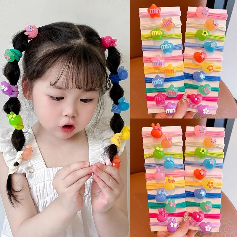 10 Pcs/Set Baby Girls Cute Candy Colors Star Elastic Hair Bands Children Sweet Soft Srunchies Rubber Bands Kids Hair Accessories