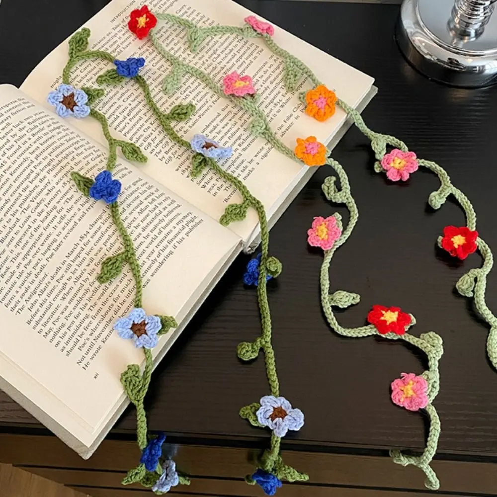 Wool Knitted Scarf Handmade Crocheted Korean Style Rose Flower Shawl Dressing Decoration Harajuku Style Long Narrow Scarves