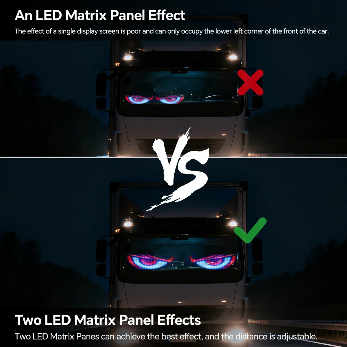 1-2 stuk Programmeerbaar LED Matrix Pixel Panel Devil's Eye Hard Scherm voor Vrachtwagen met APP Afstandsbediening 2-in-1 Scherm