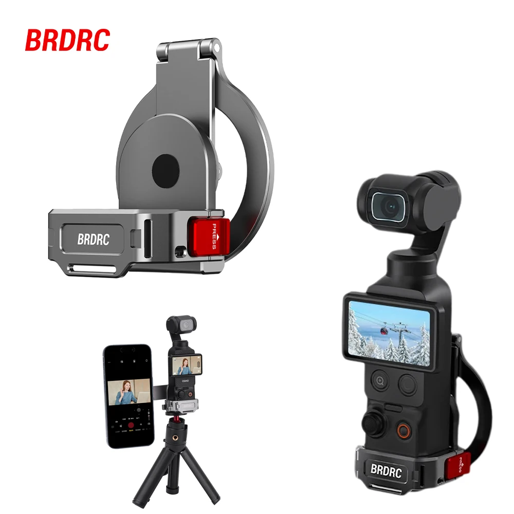 

BRDRC Pocket 4 Magnetic Expansion Bracket Adapter Base for DJI Pocket 3 Cold Shoe Holder Live Vlgo Video Photography Accerrories