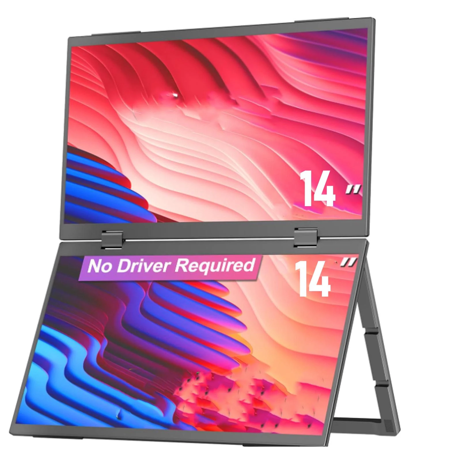 

Dual Screen Travel Display Type-C Plug and Play Built in Speaker 3 Display Modes Travel Extended Computer Display 14in for PCs