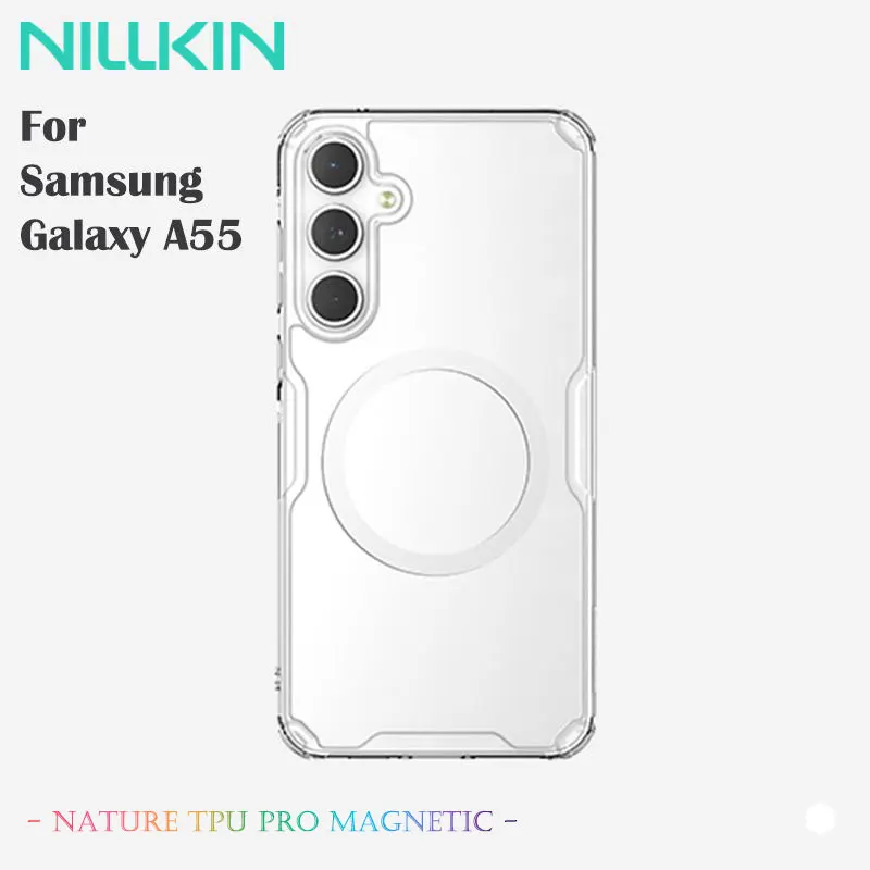 

NILLKIN Magnetic Case for Samsung Galaxy A55 5G, MagSafe Compatible Shockproof, Eco PC+TPU with 4 Corner Airbags & Anti-Slip