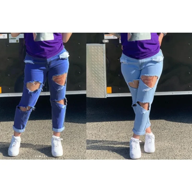 Elastische Bleistift hose Damen Herbst kleidung Baggy Jeans plus Größe für Sie Herbst mode 2024 setzt Fracht y2k Damen bekleidung Denim