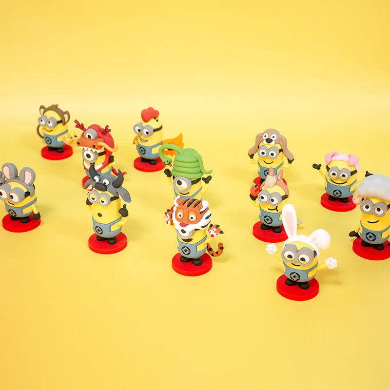 Minions 12 Zodiac Signs Figurines Anime Action Figures Desktop Car Ornaments Desk Decor Collectible Toys Mini Figures Kid Gift