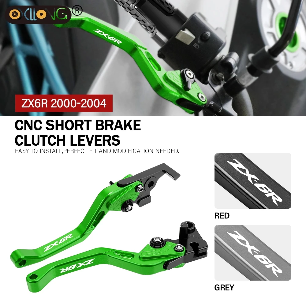 CNC Aluminum Motorcycle Short Brake Clutch Levers Accessories Parts For Kawasaki ZX6R ZX-6R 2000 2001 2002 2003 2004