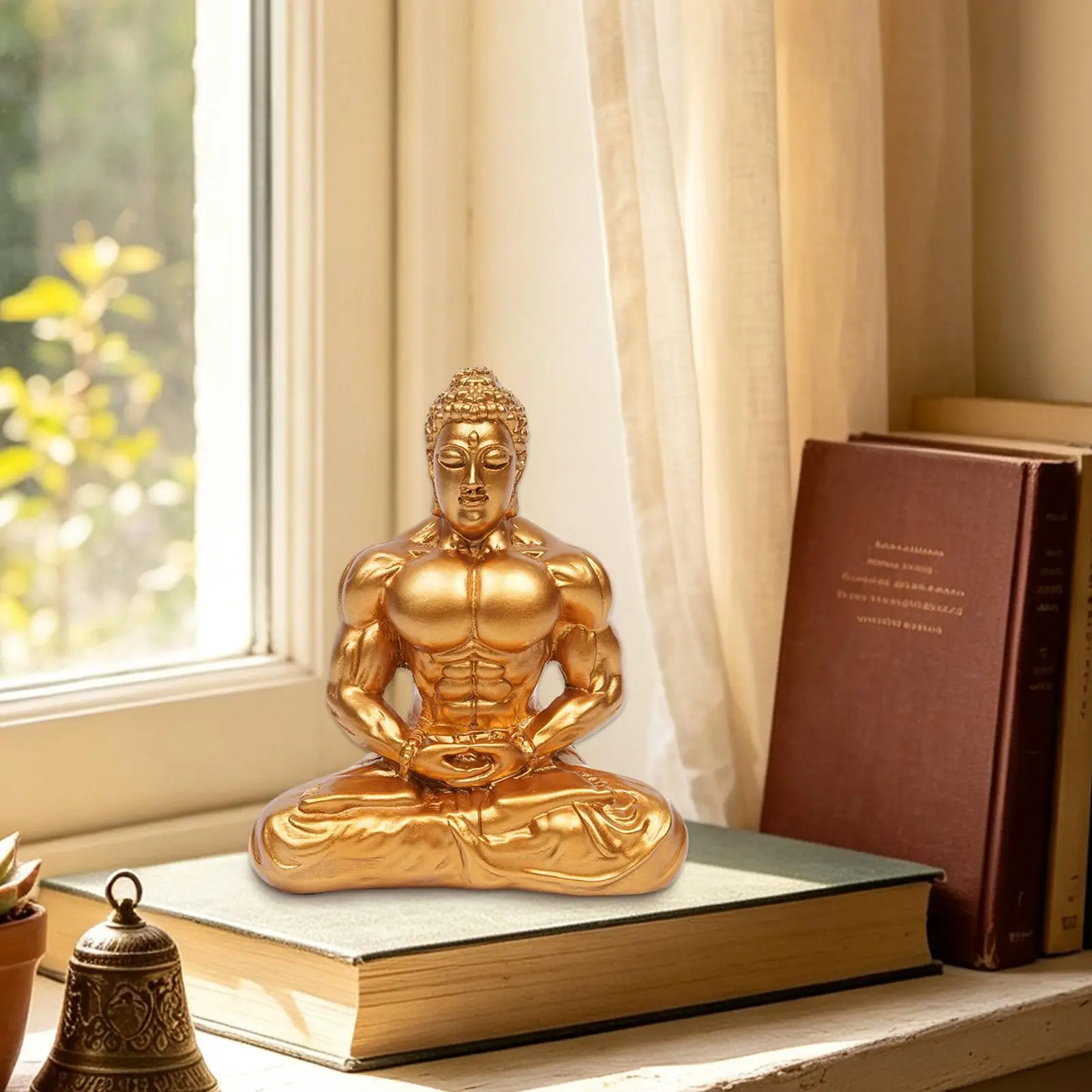 Muscle Buddha Statue Indoor Resin Muscle Design Zen Figurine Buddha Figurines for Office Living Room Home Tabletop Wealth